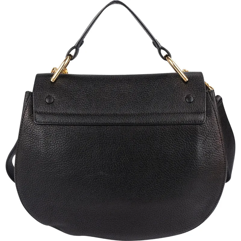 Chloé Black Grained Leather Drew Porte Epaule Crossbody Bag