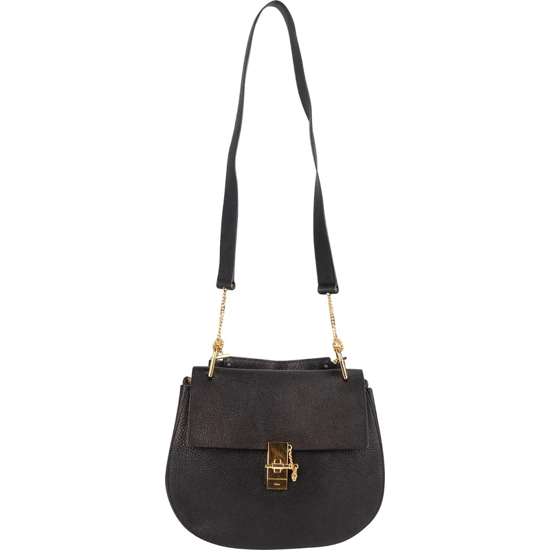 Chloé Black Grained Leather Drew Porte Epaule Crossbody Bag