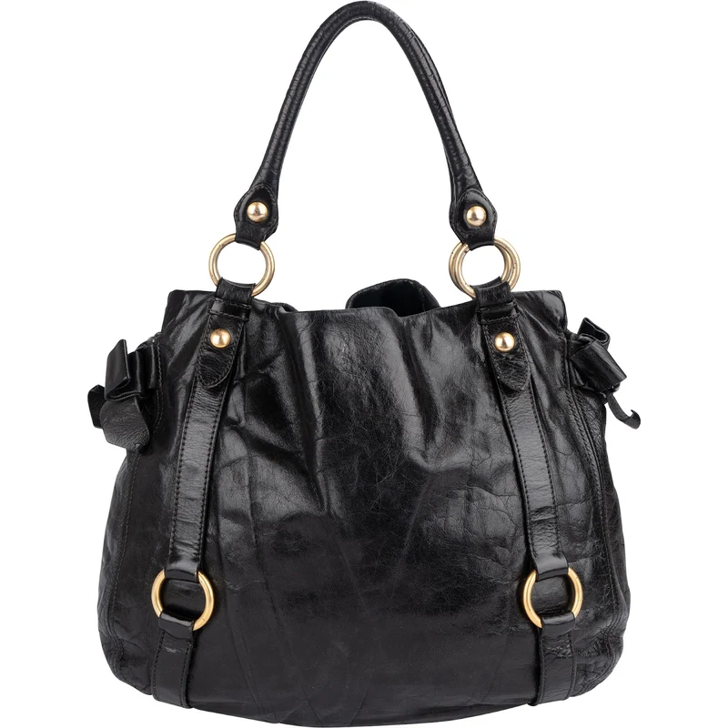 Miu Miu Vitello Lux Bow Hobo Handbag