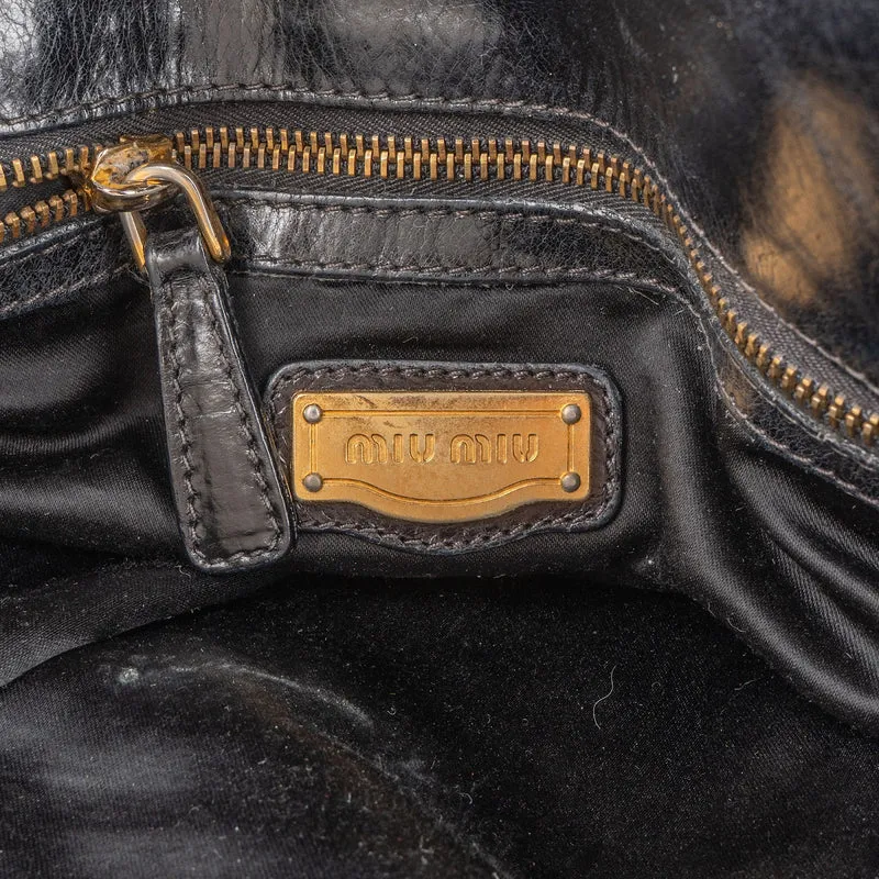 Miu Miu Vitello Lux Bow Hobo Handbag