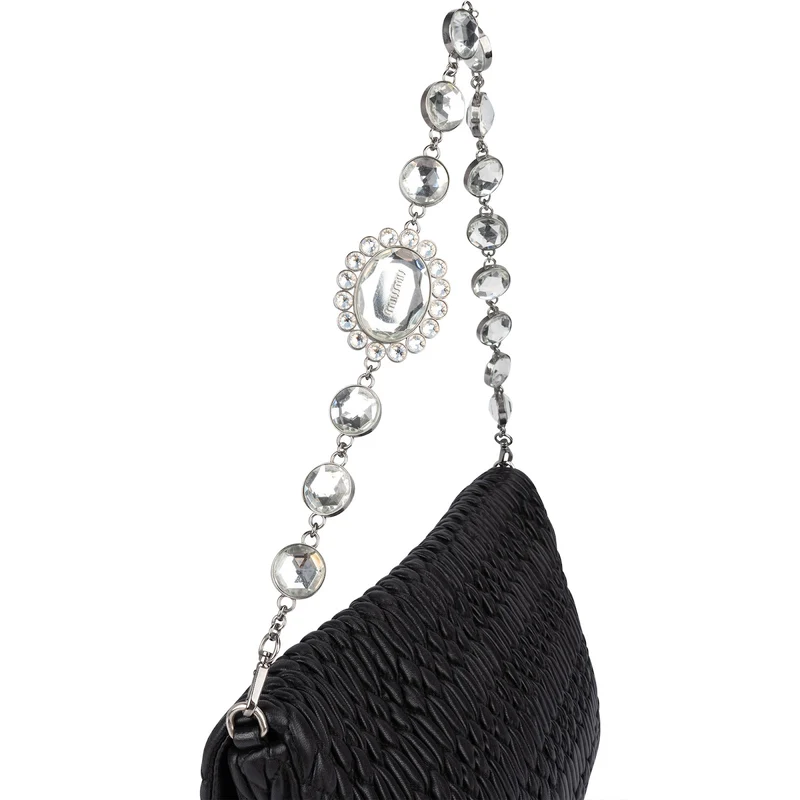 Miu Miu Matelassé Nappa Leather Crystal Shoulder Bag