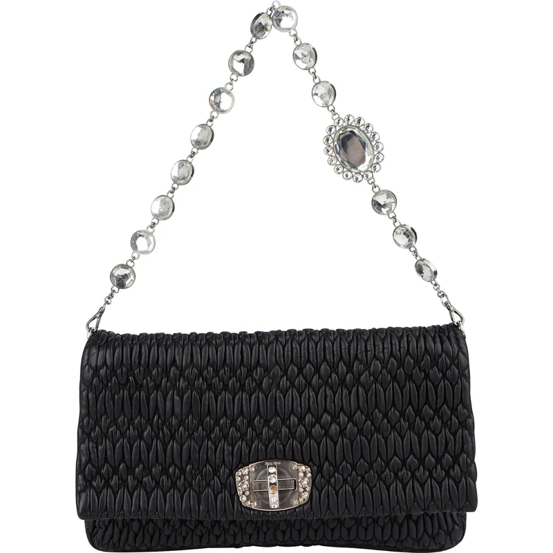 Miu Miu Matelassé Nappa Leather Crystal Shoulder Bag