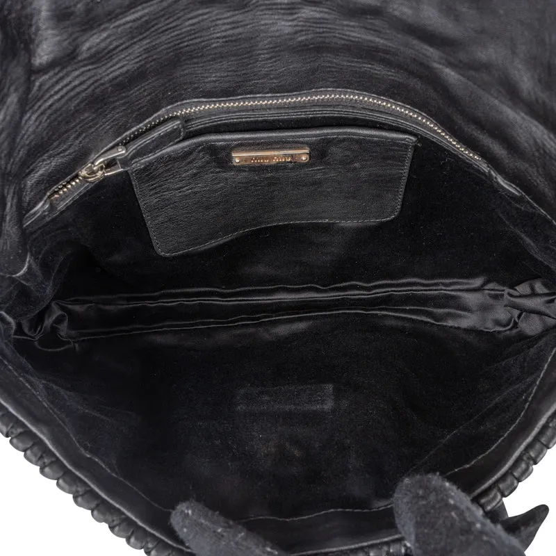 Miu Miu Matelassé Nappa Leather Crystal Shoulder Bag
