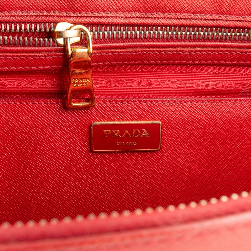 Prada Rouge Saffiano Leather Galleria Handbag