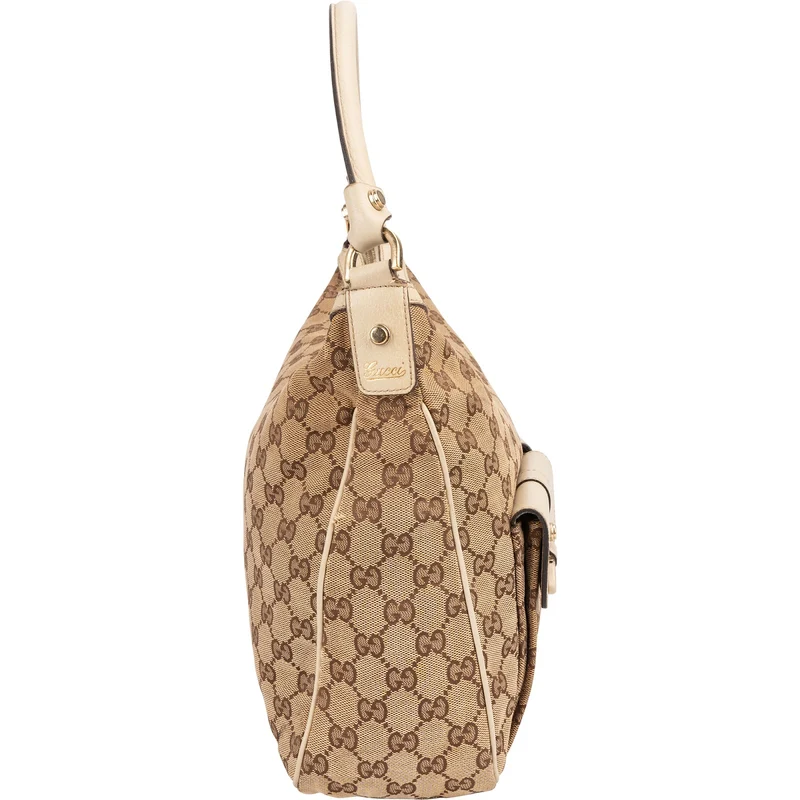 Gucci Monogram GG Abbey Double Pocket Hobo Shoulder Bag