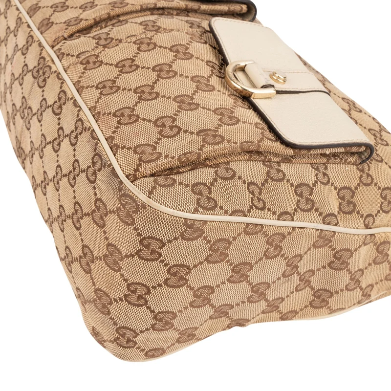 Gucci Monogram GG Abbey Double Pocket Hobo Shoulder Bag