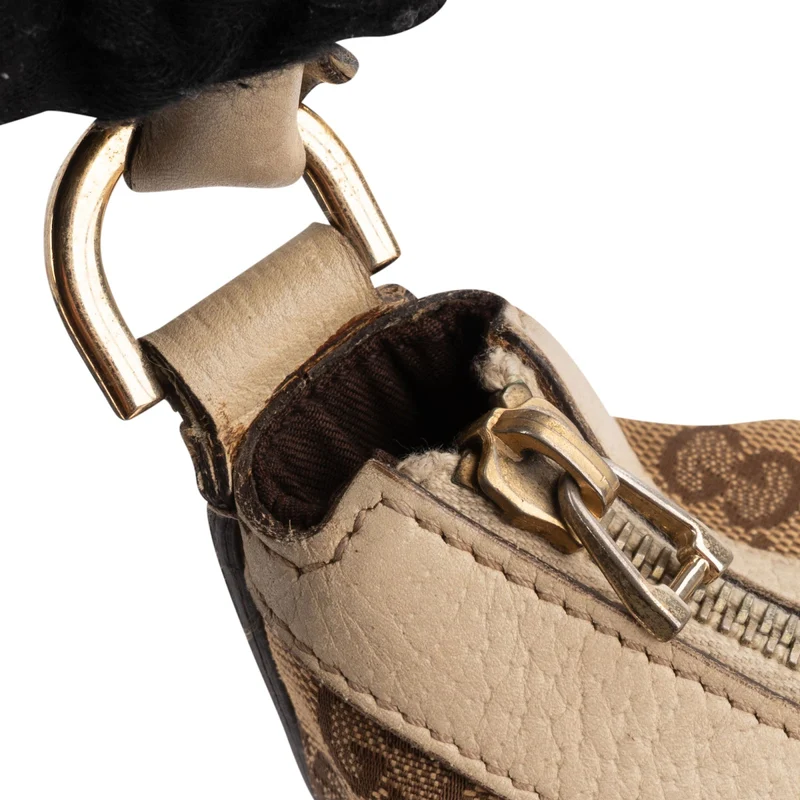 Gucci Monogram GG Abbey Double Pocket Hobo Shoulder Bag
