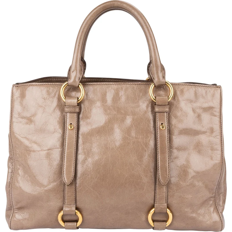 Miu Miu Vitello Lux Leather Tote Handbag