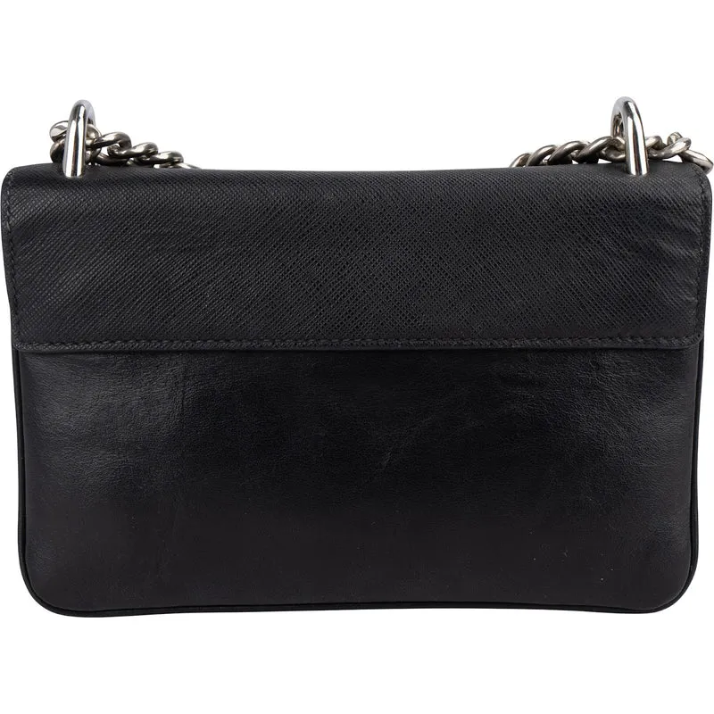Prada Saffiano Leather Chain Wallet Crossbody Bag