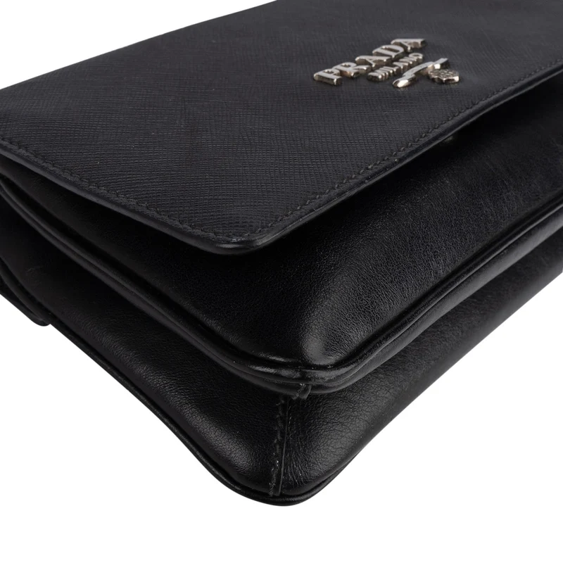 Prada Saffiano Leather Chain Wallet Crossbody Bag