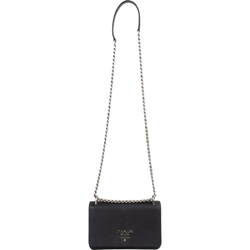 Prada Saffiano Leather Chain Wallet Crossbody Bag