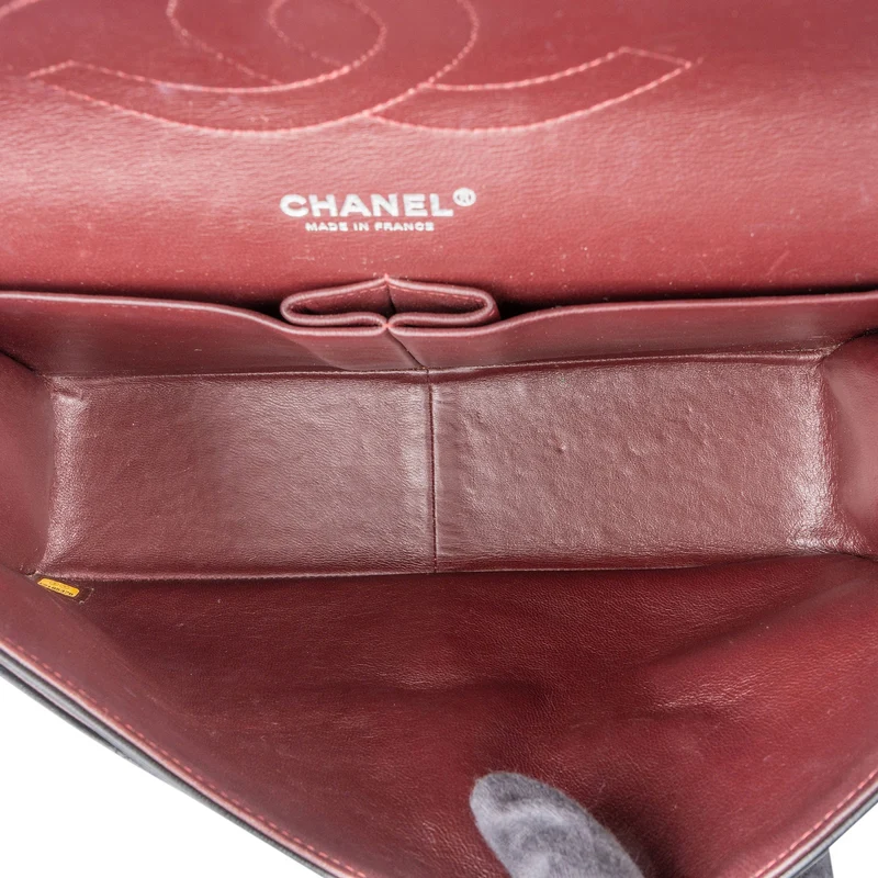 Chanel Quilted Lambskin Palladium Jumbo Double Flap Crossbody Bag