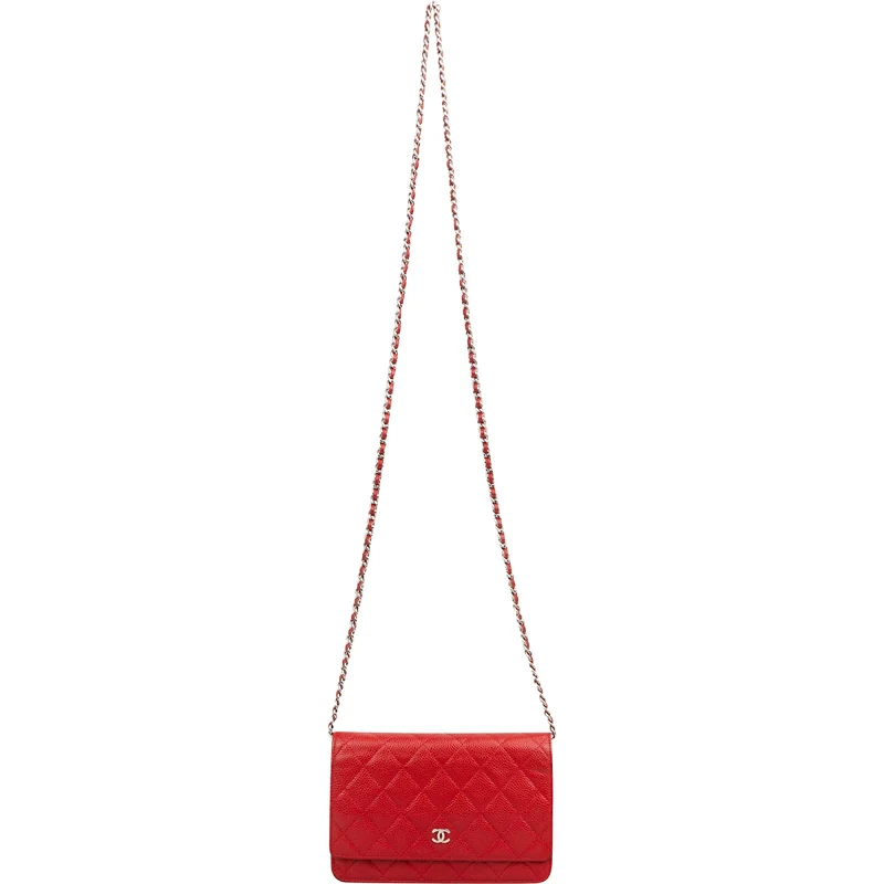 Chanel Quilted Caviar Leather Wallet On Chain Crossbody Bag