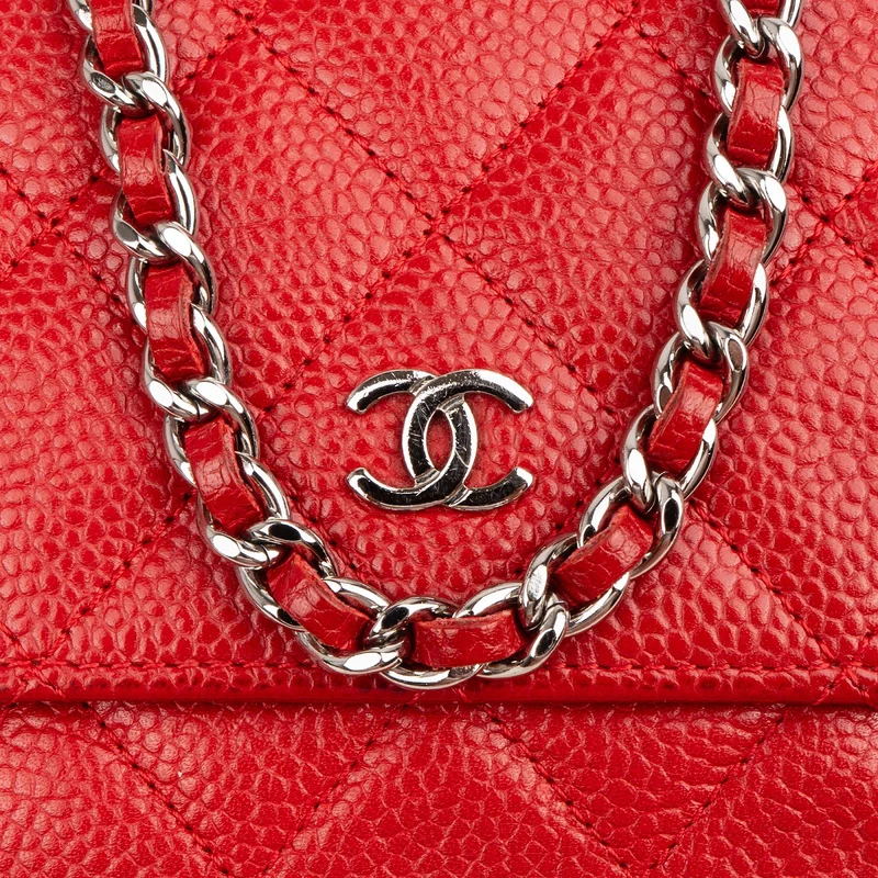 Chanel Quilted Caviar Leather Wallet On Chain Crossbody Bag