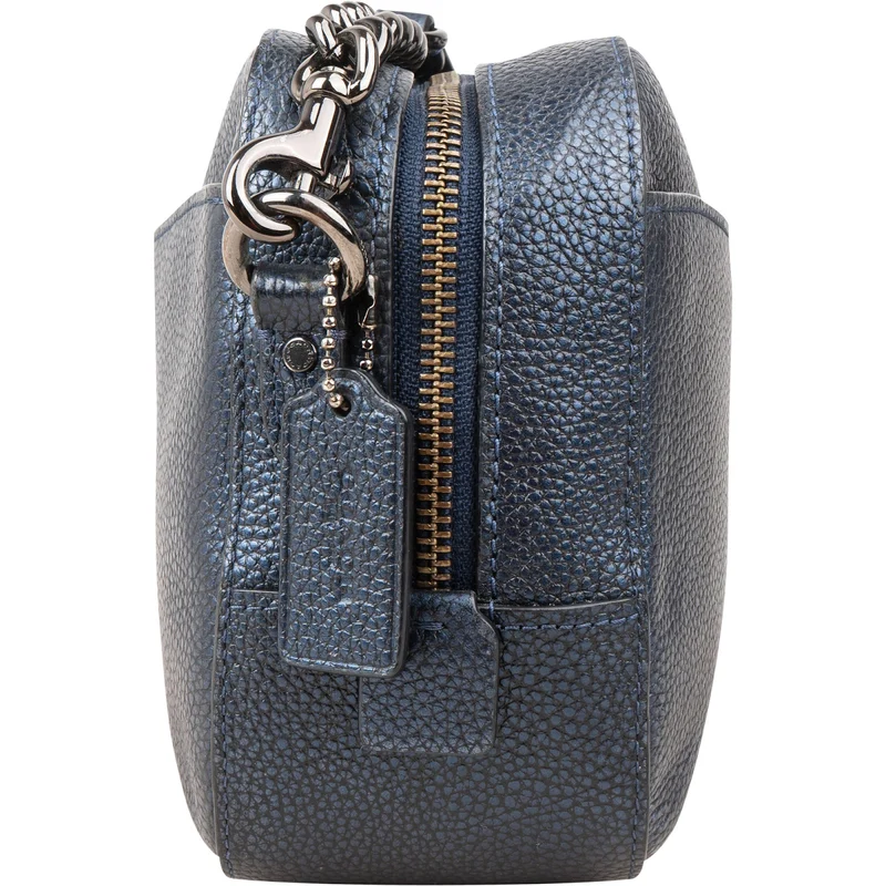 Coach Pebbled Metallic Leather Camera Tassel Crossbody Bag