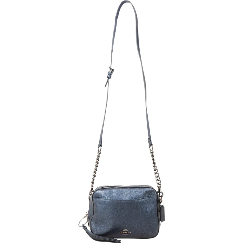 Coach Pebbled Metallic Leather Camera Tassel Crossbody Bag