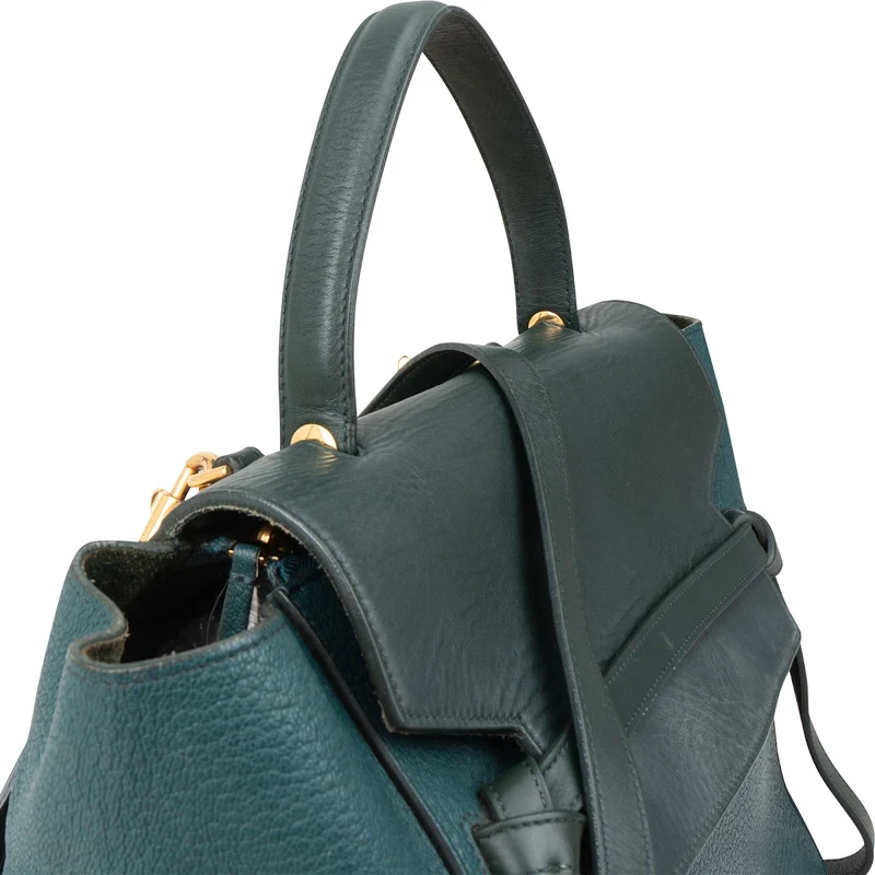 Céline Petrol Leather Grained Calfskin Belt Handbag