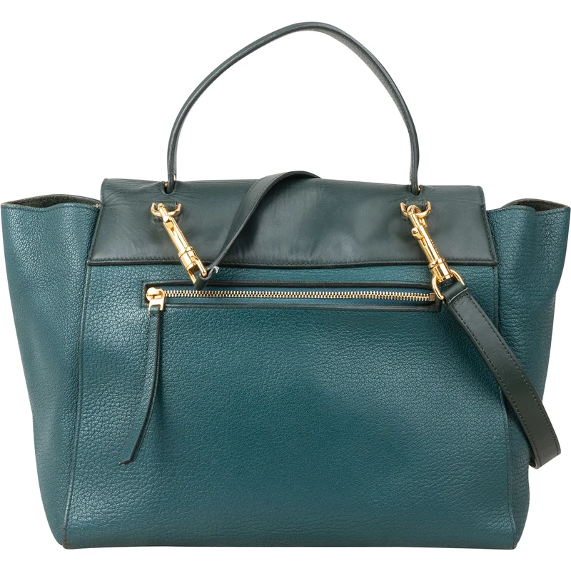 Céline Petrol Leather Grained Calfskin Belt Handbag