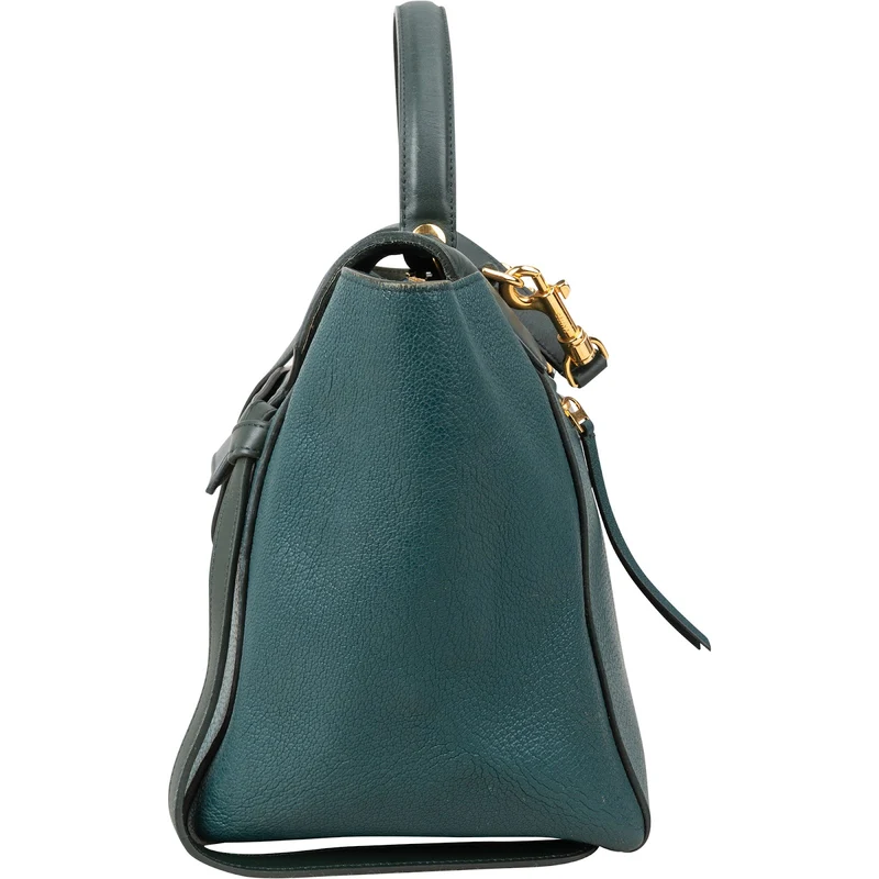 Céline Petrol Leather Grained Calfskin Belt Handbag