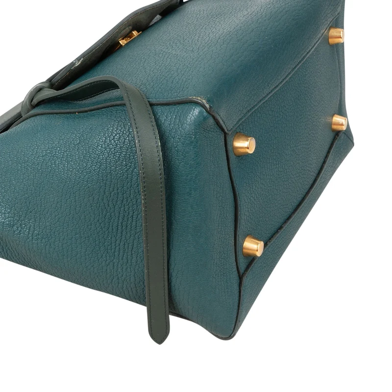 Céline Petrol Leather Grained Calfskin Belt Handbag