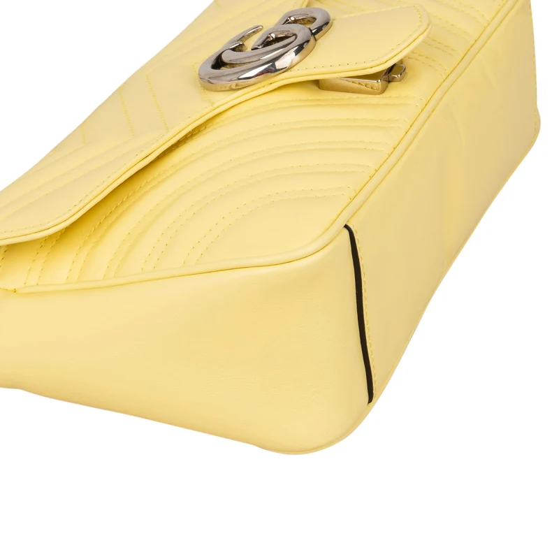 Gucci Bright Yellow Matelassé Leather Marmont Crossbody Bag