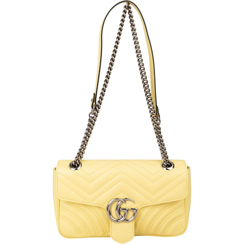 Gucci Bright Yellow Matelassé Leather Marmont Crossbody Bag