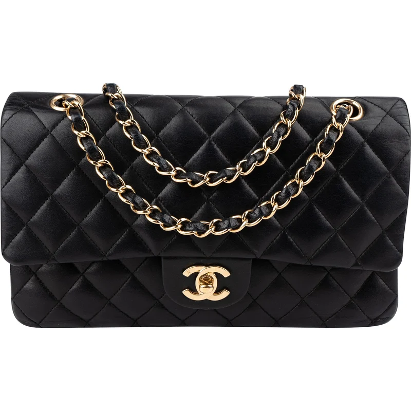 Chanel Quilted Lambskin CC Medium Double Flap Shoulder Bag