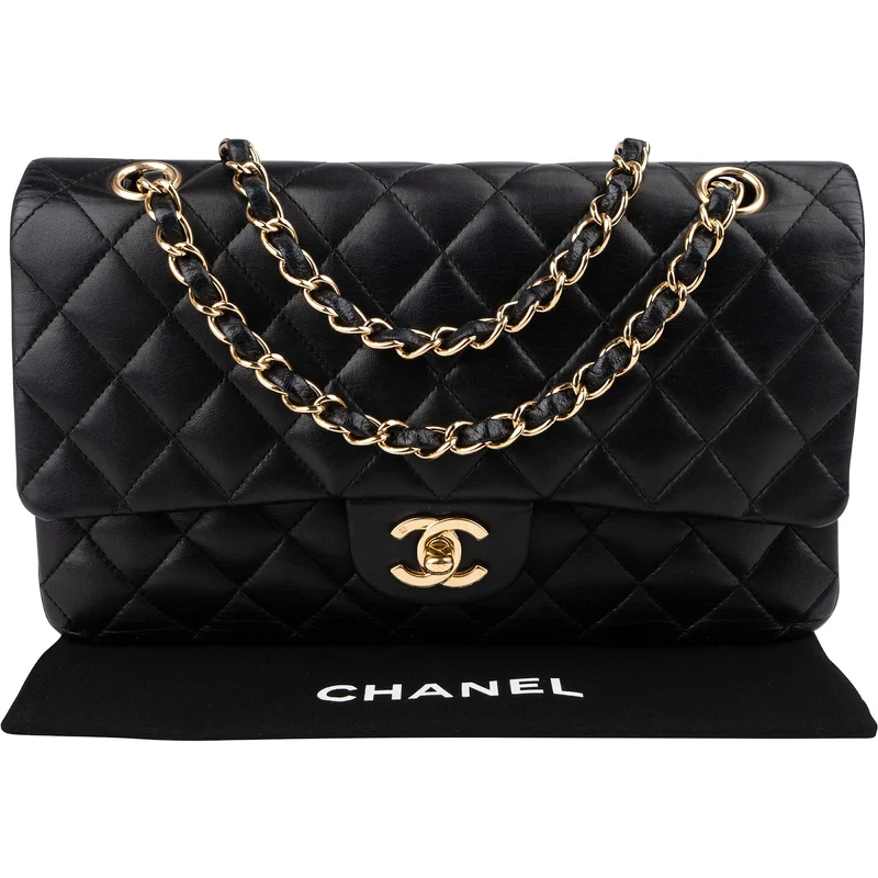 Chanel Quilted Lambskin CC Medium Double Flap Shoulder Bag