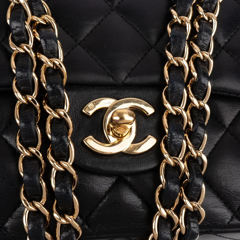 Chanel Quilted Lambskin CC Medium Double Flap Shoulder Bag