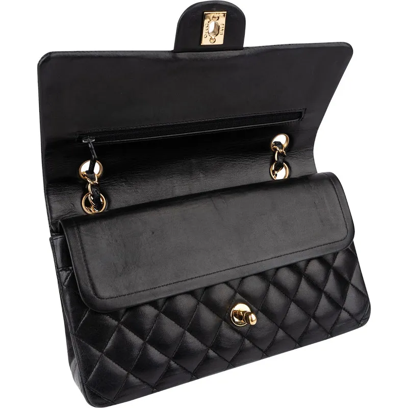 Chanel Quilted Lambskin CC Medium Double Flap Shoulder Bag