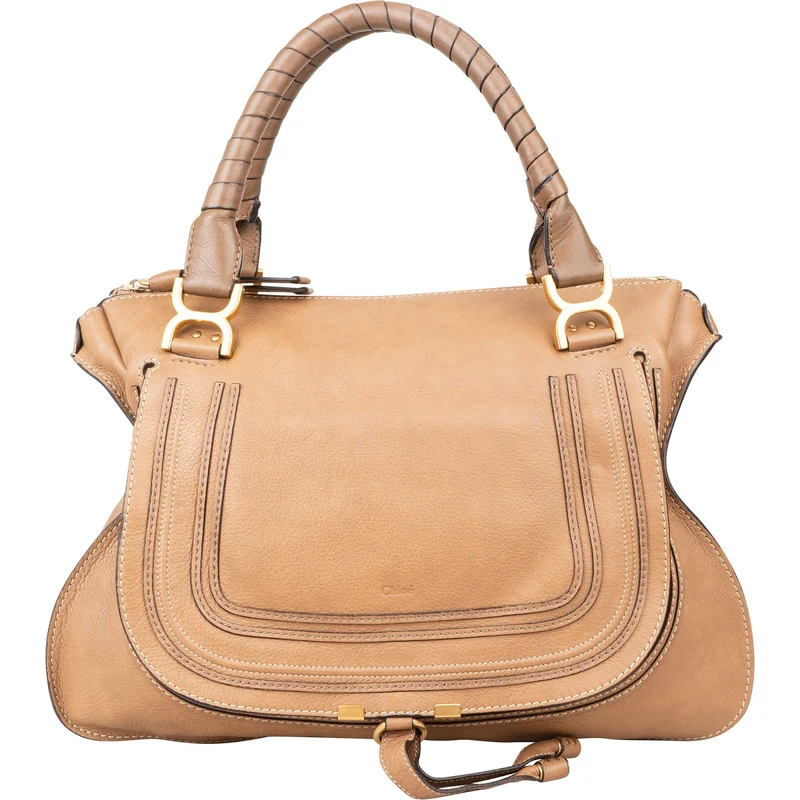 Chloé Grained Calfskin Marcie Large Hobo Saddle Handbag