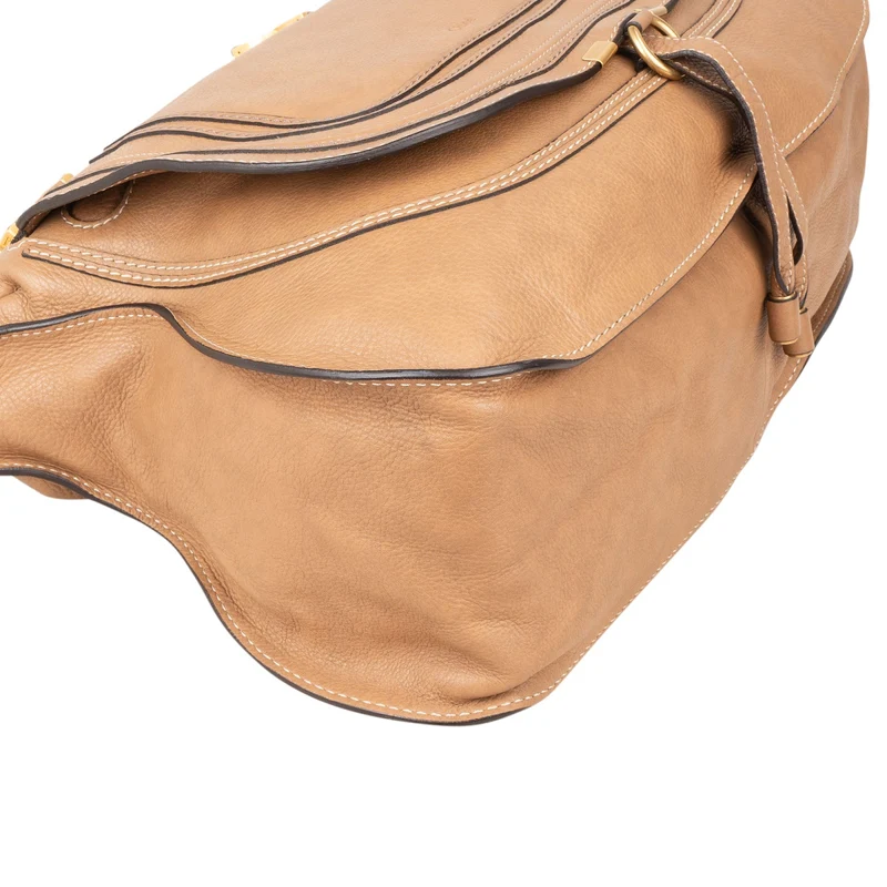 Chloé Grained Calfskin Marcie Large Hobo Saddle Handbag