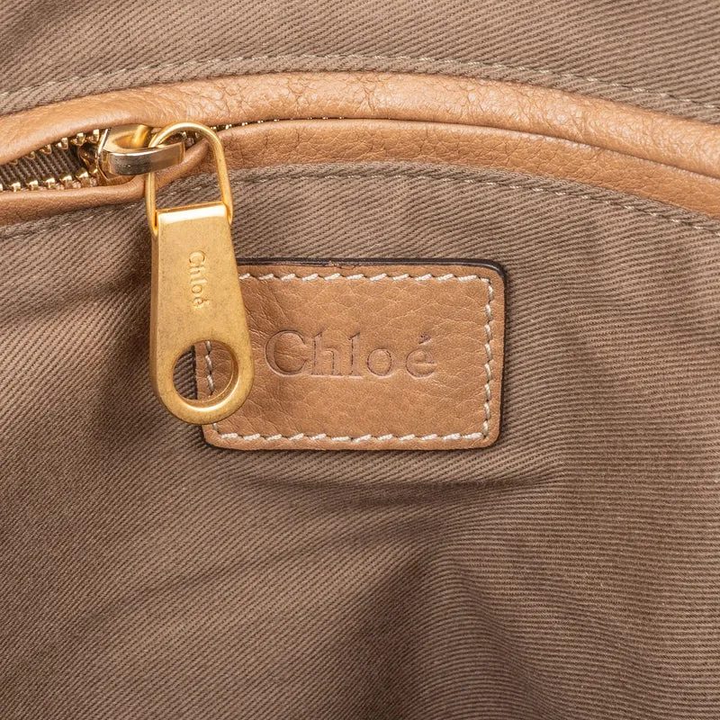 Chloé Grained Calfskin Marcie Large Hobo Saddle Handbag