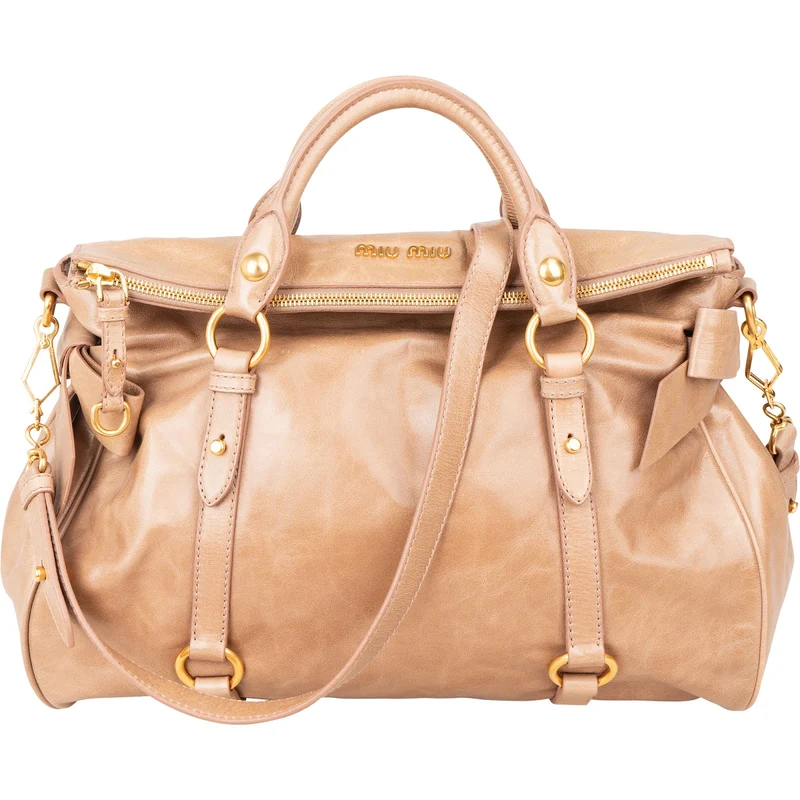 Miu Miu Vitello Lux Leather Bow Satchel Handbag