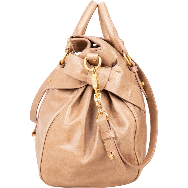Miu Miu Vitello Lux Leather Bow Satchel Handbag