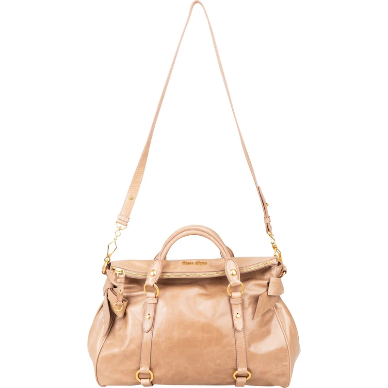 Miu Miu Vitello Lux Leather Bow Satchel Handbag