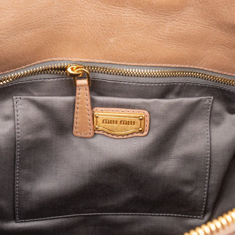 Miu Miu Vitello Lux Leather Bow Satchel Handbag