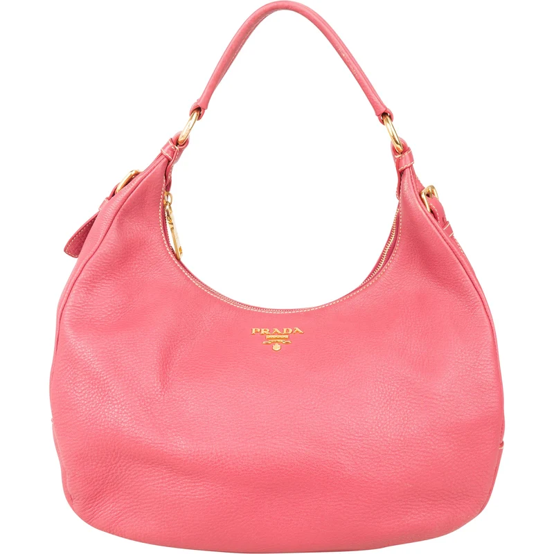 Prada Pink Vitello Daino Leather Hobo Shoulder Bag