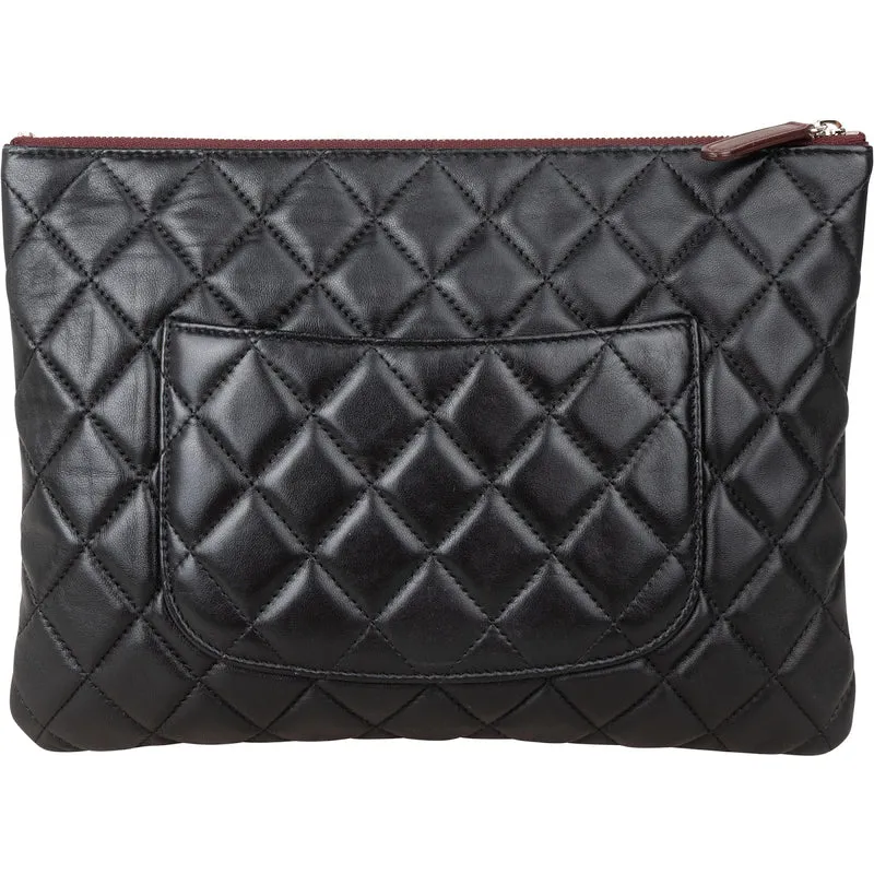 Chanel Black Quilted Lambskin CC Clutch