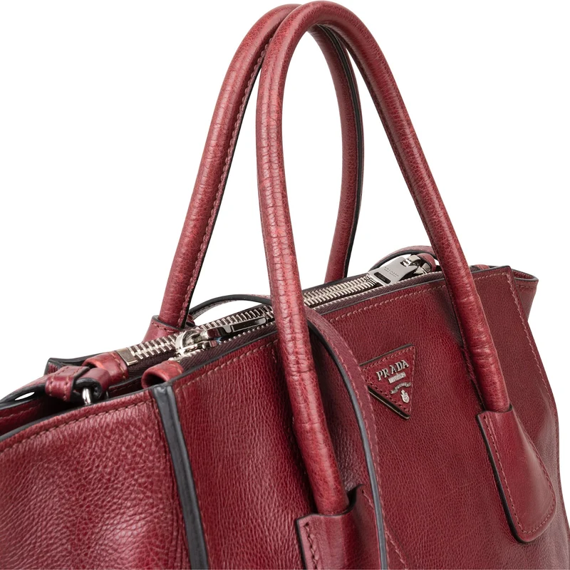 Prada Glace Calf Leather Twin Pocket Shopper Handbag