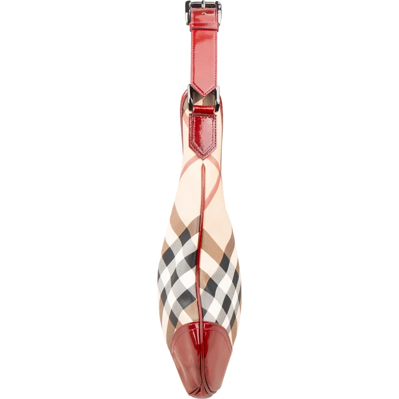 Burberry Nova-Check Monogram Patent Leather Brooke Hobo Shoulder Bag