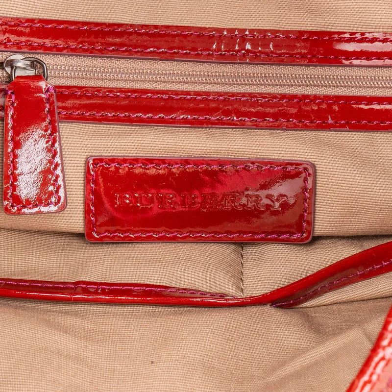 Burberry Nova-Check Monogram Patent Leather Brooke Hobo Shoulder Bag