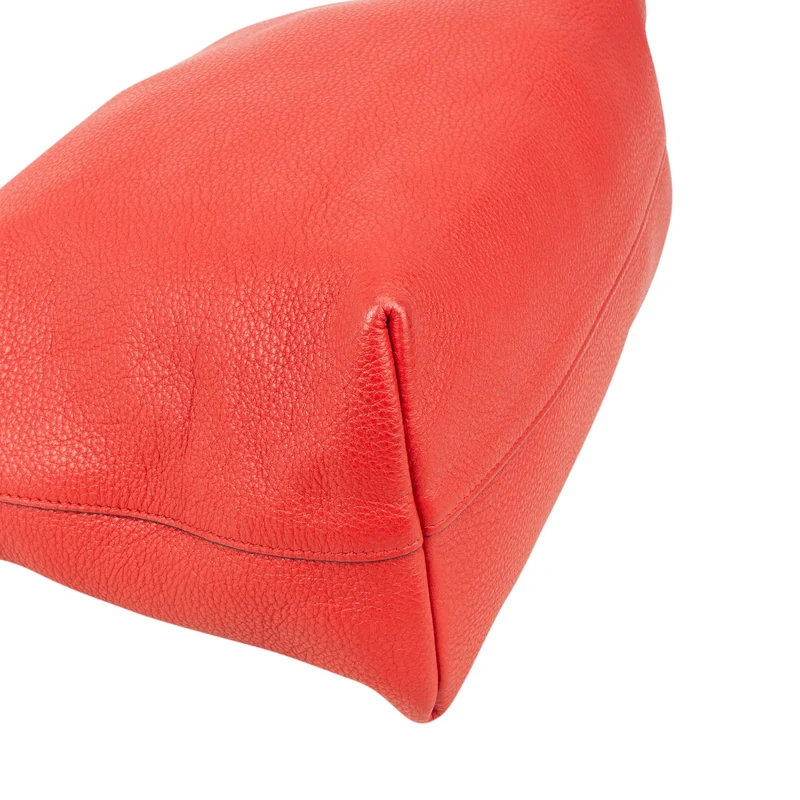 Prada Red Vitello Daino Leather Tote Handbag