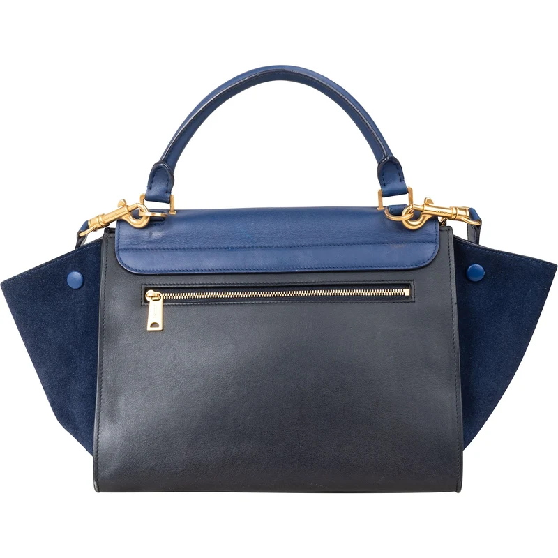 Céline Bicolor Suede Leather Trapeze Handbag