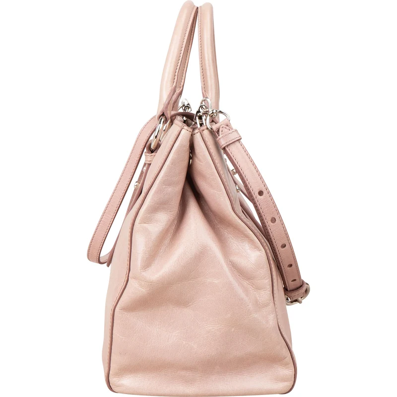 Miu Miu Vitello Lux Shine Leather Tote Satchel Handbag