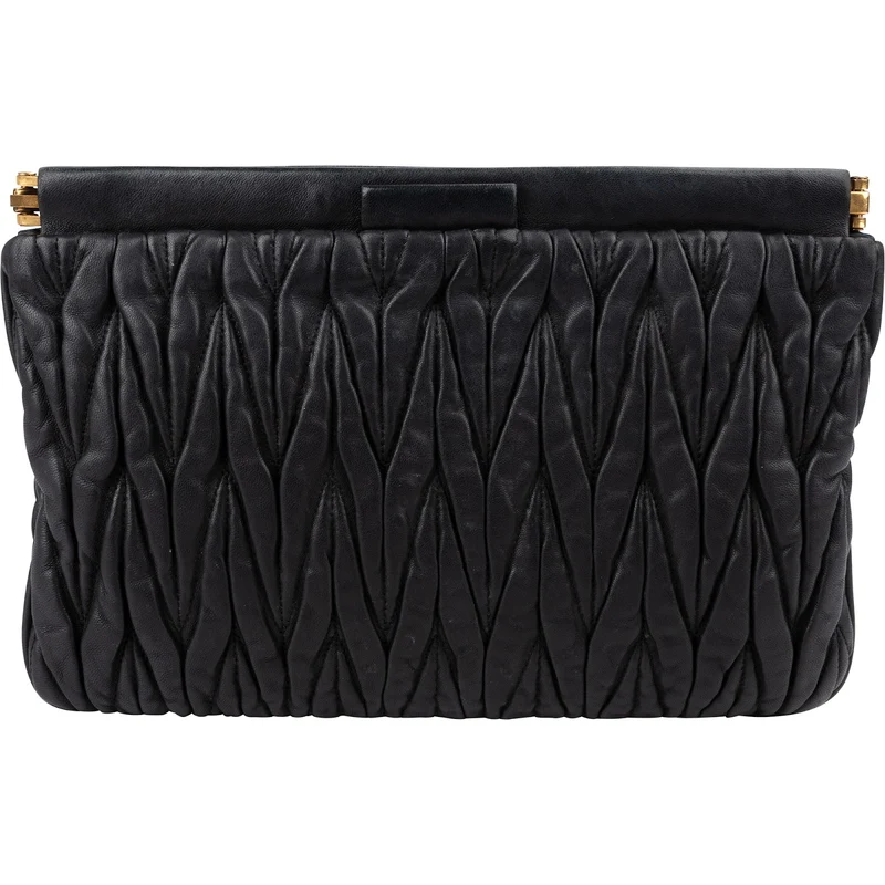 Miu Miu Black Matelassé Nappa Leather Clutch