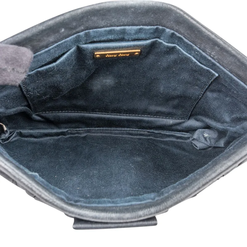 Miu Miu Black Matelassé Nappa Leather Clutch