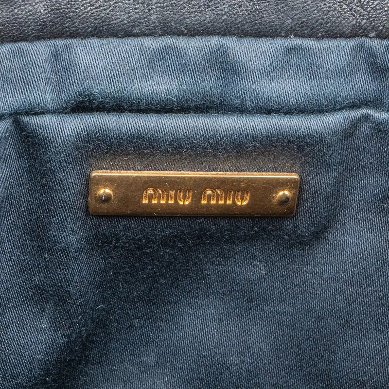 Miu Miu Black Matelassé Nappa Leather Clutch
