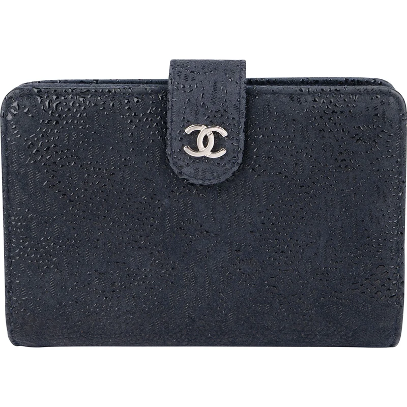 Chanel Embossed Dots Suede Compact Wallet