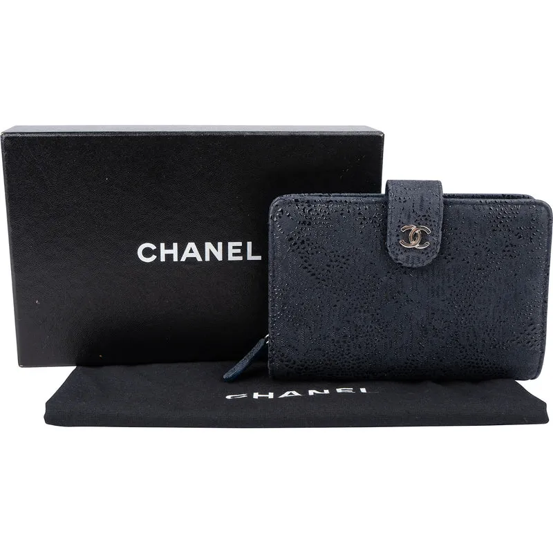 Chanel Embossed Dots Suede Compact Wallet